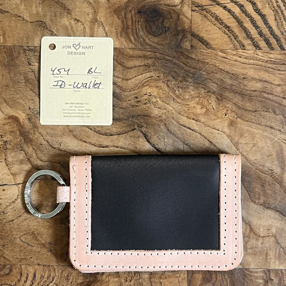 Jon Hart ID Wallet Women OS Black Excellent KAΘ Sorority Monogram Leather Trim - Picture 3 of 8